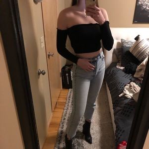 Black off the shoulder top